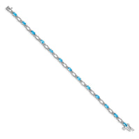 Load image into Gallery viewer, 14k White Gold Complete Diamond and Oval Swiss Blue Topaz Heart Accent 7 inch Bracelet
