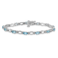 Load image into Gallery viewer, 14k White Gold Complete Diamond and Oval Swiss Blue Topaz Heart Accent 7 inch Bracelet
