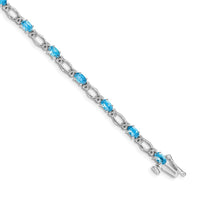 Load image into Gallery viewer, 14k White Gold Complete Diamond and Oval Swiss Blue Topaz Heart Accent 7 inch Bracelet
