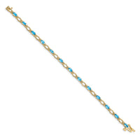 Load image into Gallery viewer, 14k Complete Diamond and Oval Swiss Blue Topaz Heart Accent 7 inch Bracelet
