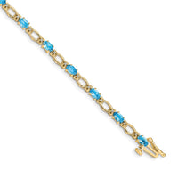 Load image into Gallery viewer, 14k Complete Diamond and Oval Swiss Blue Topaz Heart Accent 7 inch Bracelet
