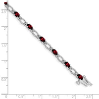 Load image into Gallery viewer, 14k White Gold Complete Diamond and Oval Garnet Heart Accent 7 inch Bracelet
