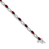 Load image into Gallery viewer, 14k White Gold Complete Diamond and Oval Garnet Heart Accent 7 inch Bracelet
