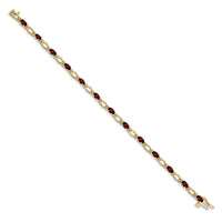 Load image into Gallery viewer, 14k Complete Diamond and Oval Garnet Heart Accent 7 inch Bracelet
