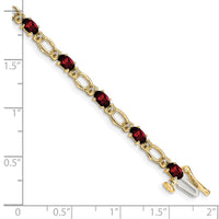 Load image into Gallery viewer, 14k Complete Diamond and Oval Garnet Heart Accent 7 inch Bracelet
