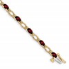 14k Complete Diamond and Oval Garnet Heart Accent 7 inch Bracelet
