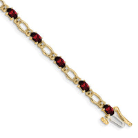Load image into Gallery viewer, 14k Complete Diamond and Oval Garnet Heart Accent 7 inch Bracelet
