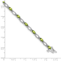 Load image into Gallery viewer, 14k White Gold Complete Diamond and Oval Peridot Heart Accent 7 inch Bracelet

