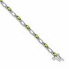 14k White Gold Complete Diamond and Oval Peridot Heart Accent 7 inch Bracelet