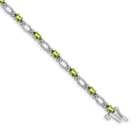 Load image into Gallery viewer, 14k White Gold Complete Diamond and Oval Peridot Heart Accent 7 inch Bracelet
