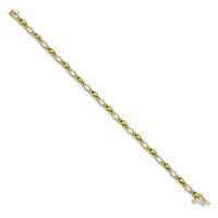 Load image into Gallery viewer, 14k Complete Diamond and Oval Peridot Heart Accent 7 inch Bracelet

