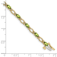 Load image into Gallery viewer, 14k Complete Diamond and Oval Peridot Heart Accent 7 inch Bracelet
