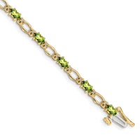 Load image into Gallery viewer, 14k Complete Diamond and Oval Peridot Heart Accent 7 inch Bracelet

