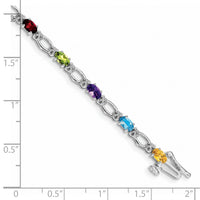 Load image into Gallery viewer, 14k White Gold Complete Diamond and Oval Garnet/Peridot/Amethyst/Citrine/Swiss Blue Topaz 7 inch Rainbow Bracelet
