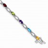 14k White Gold Complete Diamond and Oval Garnet/Peridot/Amethyst/Citrine/Swiss Blue Topaz 7 inch Rainbow Bracelet