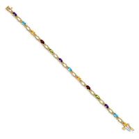 Load image into Gallery viewer, 14k Complete Diamond and Oval Garnet/Peridot/Amethyst/Citrine/Swiss Blue Topaz 7 inch Rainbow Bracelet

