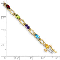 Load image into Gallery viewer, 14k Complete Diamond and Oval Garnet/Peridot/Amethyst/Citrine/Swiss Blue Topaz 7 inch Rainbow Bracelet
