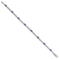 Load image into Gallery viewer, 10k White Gold Diamond and Amethyst Bracelet
