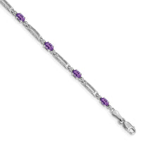 Load image into Gallery viewer, 10k White Gold Diamond and Amethyst Bracelet
