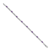 Load image into Gallery viewer, 14k White Gold Complete Diamond and Oval Amethyst Fancy Link 7 inch Bracelet
