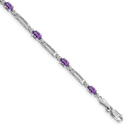 Load image into Gallery viewer, 14k White Gold Complete Diamond and Oval Amethyst Fancy Link 7 inch Bracelet
