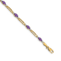 Load image into Gallery viewer, 14k Complete Diamond and Oval Amethyst Fancy Link 7 inch Bracelet
