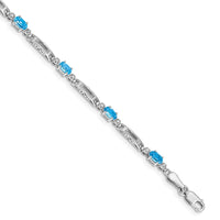 Load image into Gallery viewer, 10k White Gold Diamond and Blue Topaz Bracelet
