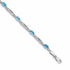 14k White Gold Complete Diamond and Oval Swiss Blue Topaz Fancy Link 7 inch Bracelet
