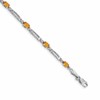 14k White Gold Complete Diamond and Oval Citrine Fancy Link 7 inch Bracelet