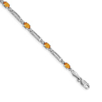 Load image into Gallery viewer, 14k White Gold Complete Diamond and Oval Citrine Fancy Link 7 inch Bracelet
