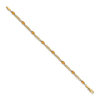 Load image into Gallery viewer, 14k Complete Diamond and Oval Citrine Fancy Link 7 inch Bracelet
