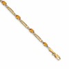 14k Complete Diamond and Oval Citrine Fancy Link 7 inch Bracelet