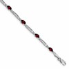 10k White Gold Diamond and Garnet Bracelet