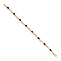 Load image into Gallery viewer, 14k Complete Diamond and Oval Garnet Fancy Link 7 inch Bracelet
