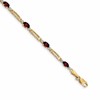 14k Complete Diamond and Oval Garnet Fancy Link 7 inch Bracelet