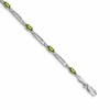 14k White Gold Complete Diamond and Oval Peridot Fancy Link 7 inch Bracelet