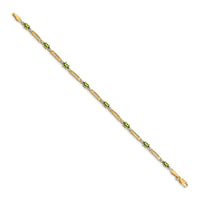 Load image into Gallery viewer, 14k Complete Diamond and Oval Peridot Fancy Link 7 inch Bracelet
