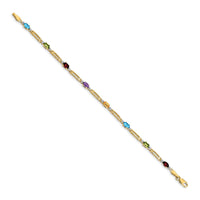 Load image into Gallery viewer, 14k Complete Diamond and Oval Garnet/Swiss Blue Topaz/Peridot/Amethyst/Citrine 7 inch Rainbow Bracelet
