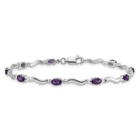 Load image into Gallery viewer, 10k White Gold Diamond and Amethyst Bracelet
