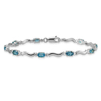 Load image into Gallery viewer, 10k White Gold Fancy Diamond and Blue Topaz Bracelet
