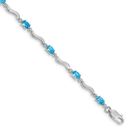 Load image into Gallery viewer, 10k White Gold Fancy Diamond and Blue Topaz Bracelet
