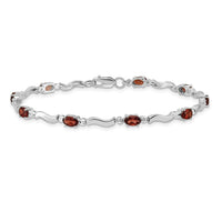 Load image into Gallery viewer, 10k White Gold Fancy Diamond and Garnet Bracelet
