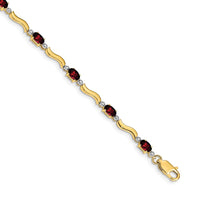 Load image into Gallery viewer, 14k Complete Diamond and Oval Garnet Wavy Link 7 inch Bracelet
