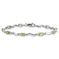 Load image into Gallery viewer, 10k White Gold Fancy Diamond and Peridot Bracelet
