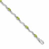 10k White Gold Fancy Diamond and Peridot Bracelet