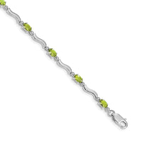 Load image into Gallery viewer, 10k White Gold Fancy Diamond and Peridot Bracelet
