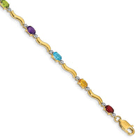 Load image into Gallery viewer, 10k Diamond and Rainbow Gemstone Bracelet
