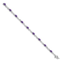 Load image into Gallery viewer, 10k White Gold Amethyst and Diamond Infinity Bracelet
