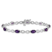 Load image into Gallery viewer, 10k White Gold Amethyst and Diamond Infinity Bracelet
