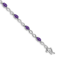 Load image into Gallery viewer, 10k White Gold Amethyst and Diamond Infinity Bracelet
